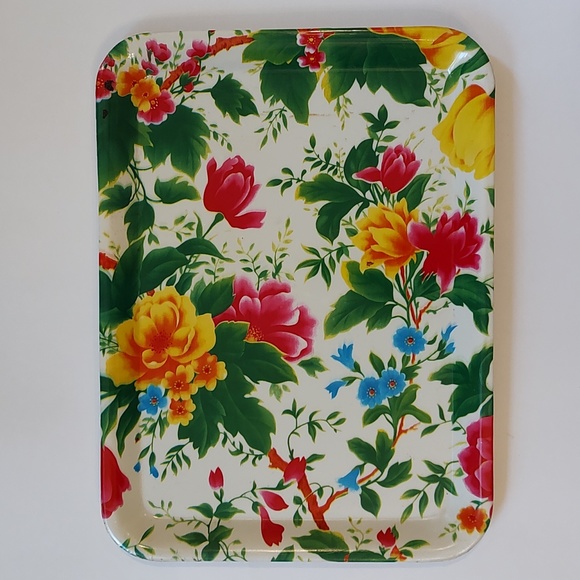 Vtg 2 Floral trays, plastic - Picture 2 of 7